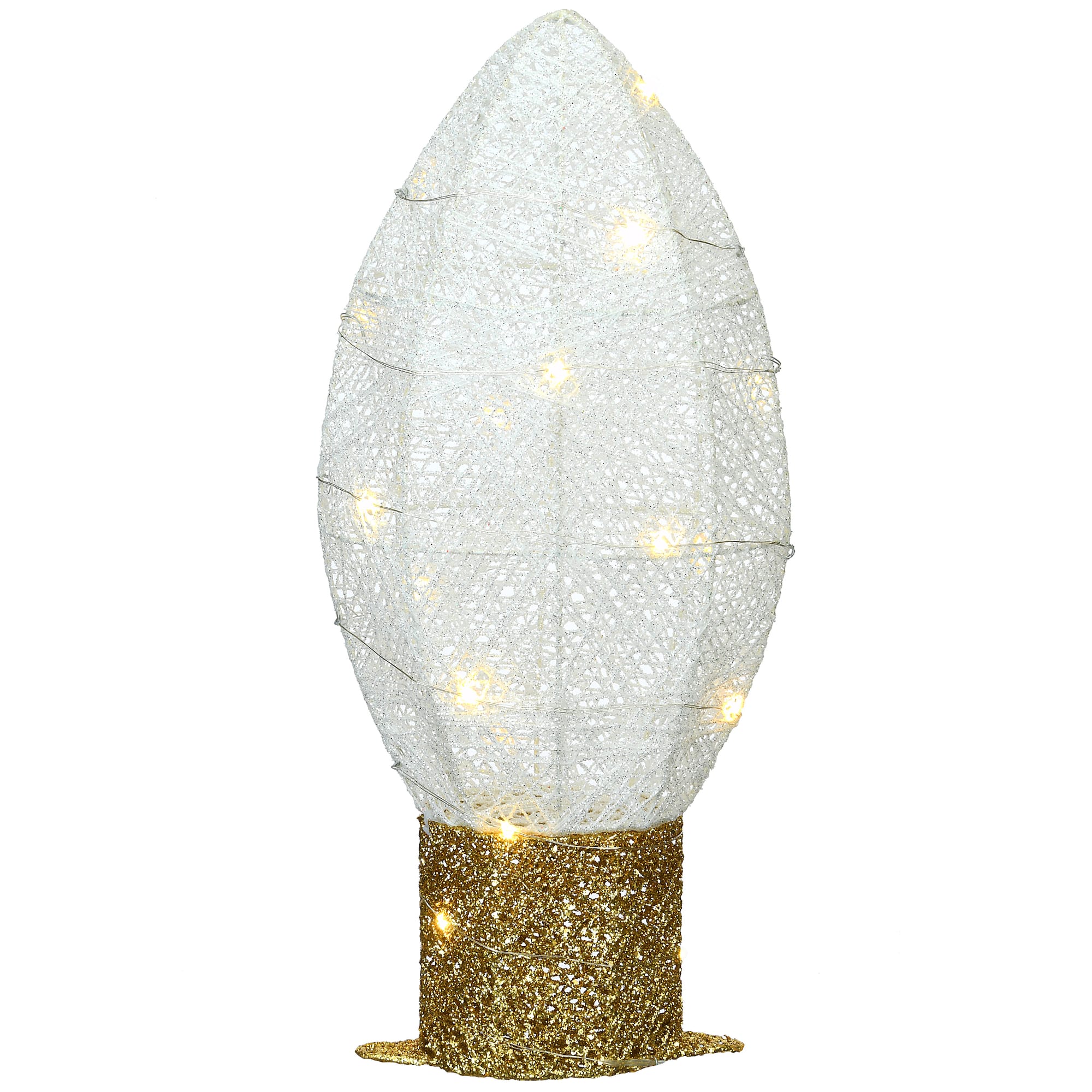 20" Pre-Lit LED White Christmas Light Bulb Decoration